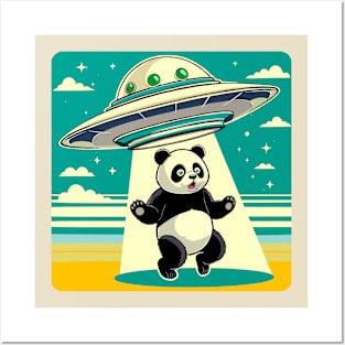 Panda Bear Being Abducted by Aliens Posters and Art